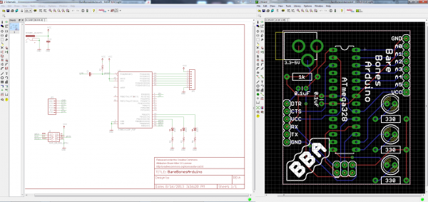 Schematic and board layout from Using EAGLE tutorials